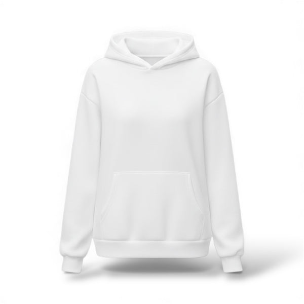Basic plain White cotton fleece hoodie