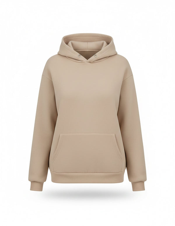 Basic cotton fleece hoodie Khaki