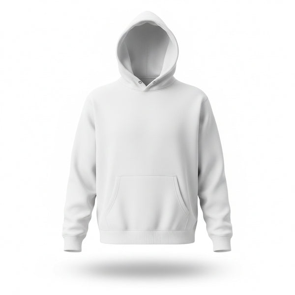 Basic plain White cotton fleece hoodie