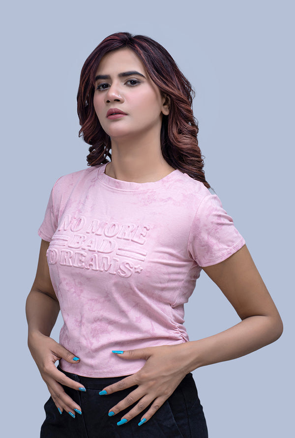 Dream Bold Embossed Pink T-Shirt