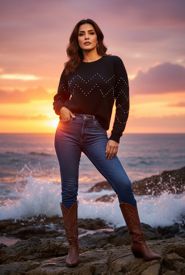 Woolen pearl Sweater