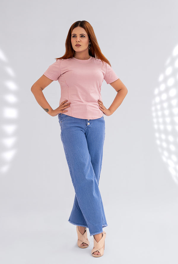 Plain T-Shirt Side Button