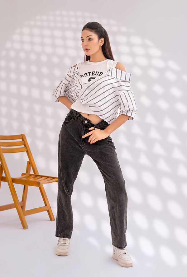 Striped Drop Shoulder T-Shirt