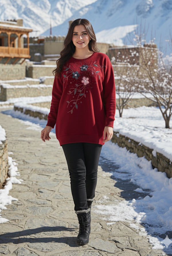 Fancy poucho maroon sweatshirt